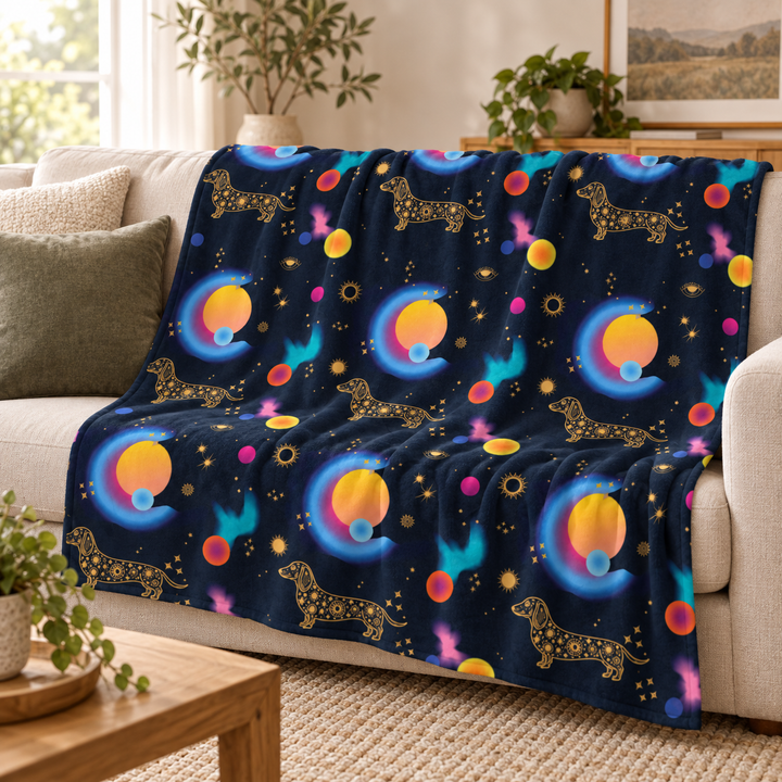 Celestial Dachshund Throw Blanket | Gift for Dachshund Lovers