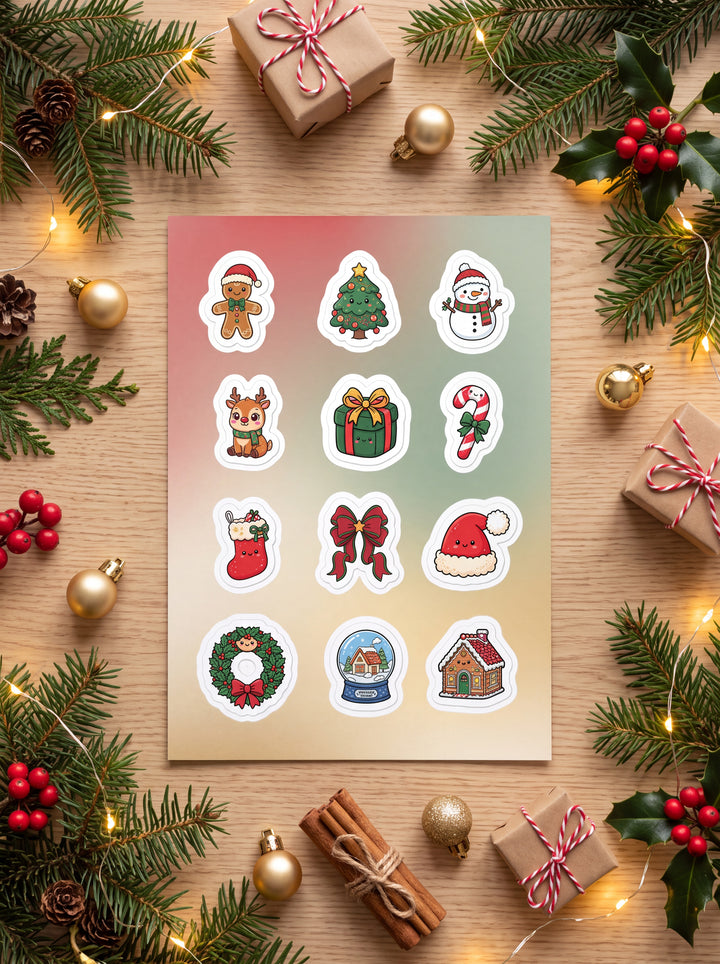 Christmas Sticker Sheet | Festive Stationery Gift