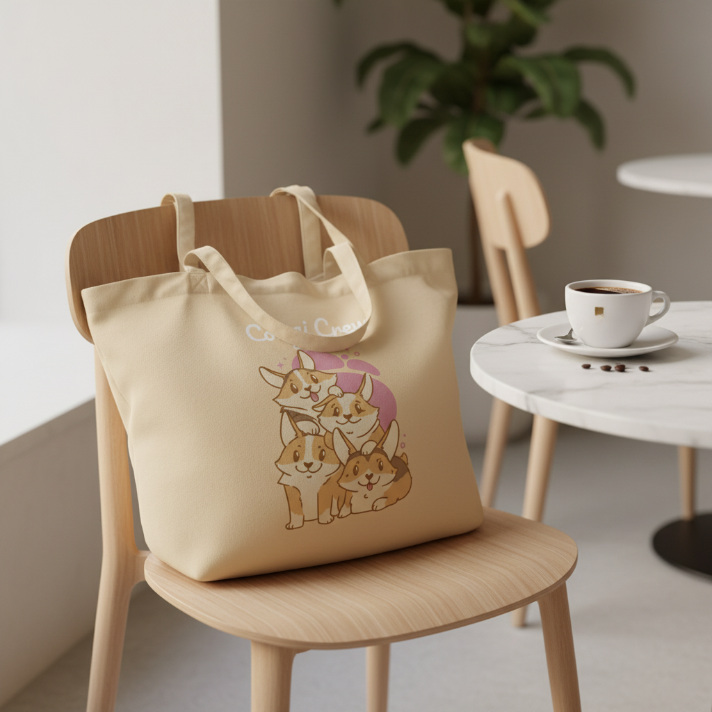 Corgi Crew Large Tote Bag