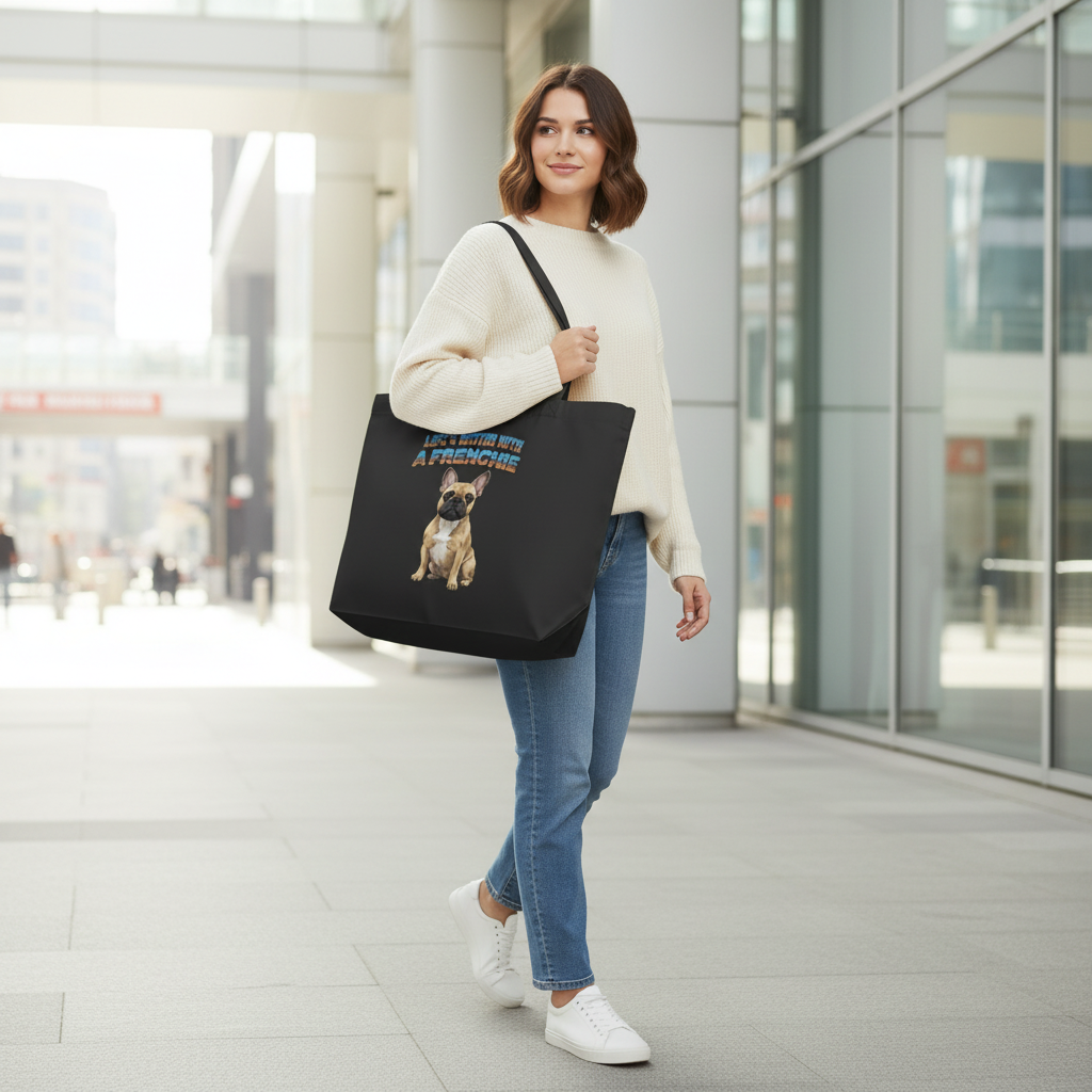 Frenchie Approved Large Tote Bag