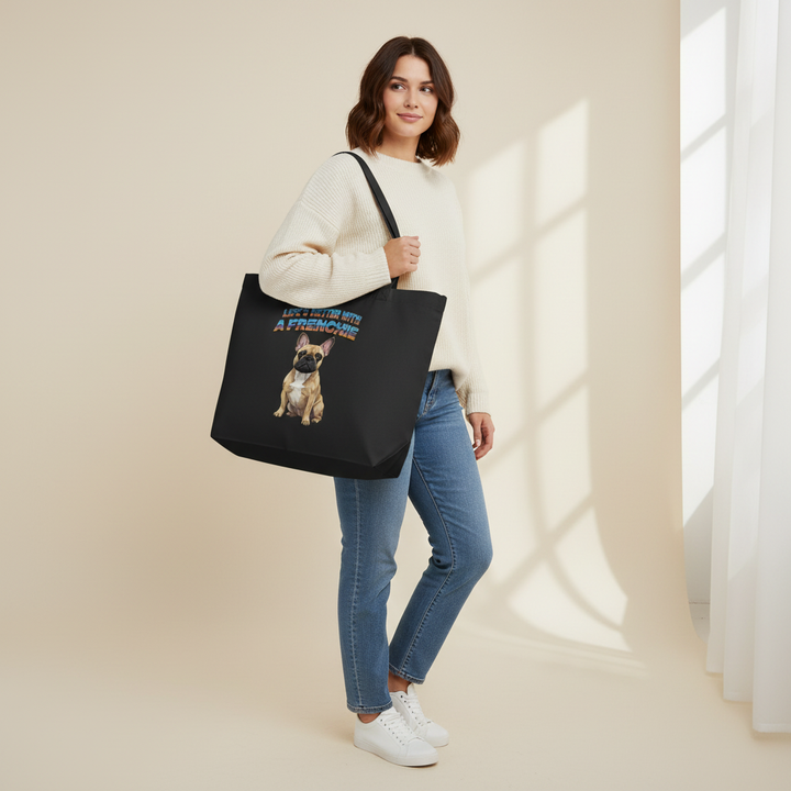Frenchie Approved Large Tote Bag