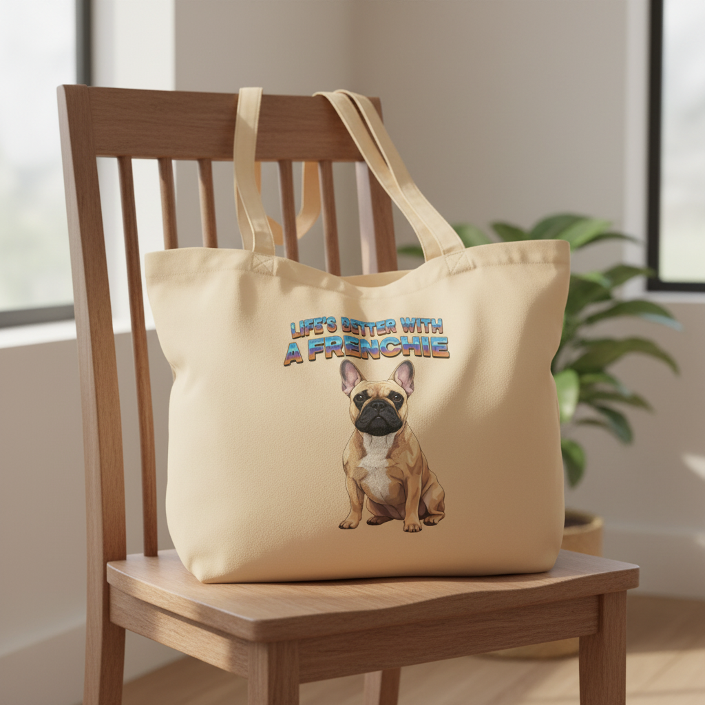 Frenchie Approved Large Tote Bag