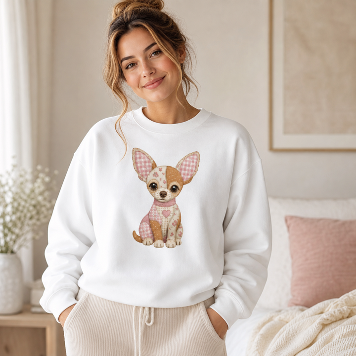 Patchwork Chihuahua Sweatshirt | Gift for Chihuahua Lovers