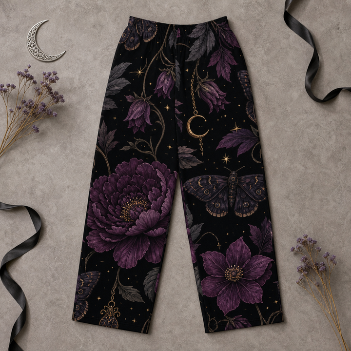 Crimson Eclipse Wide-Leg Casual Trousers | Dark Alternative Style