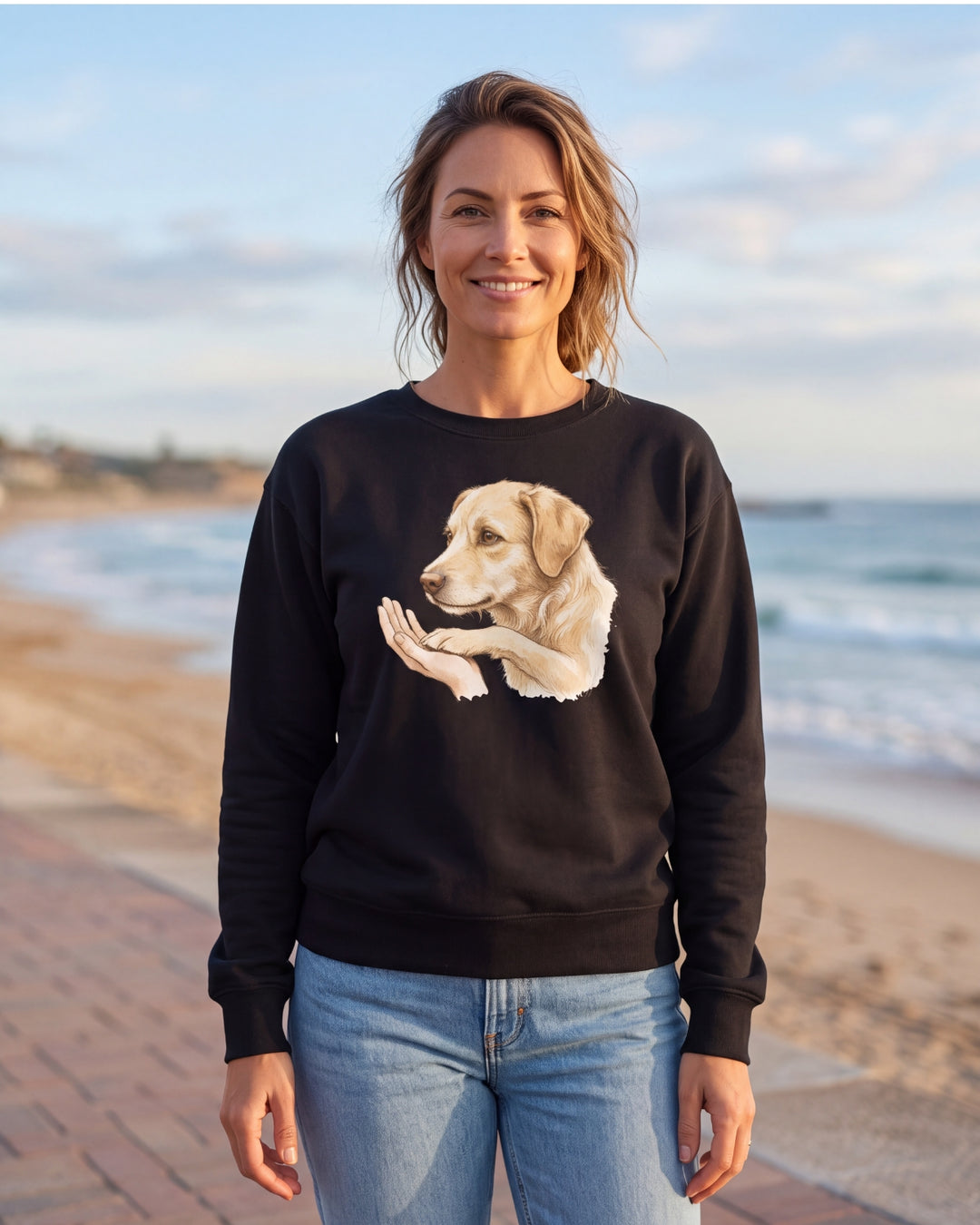 Labrador Paw In Hand Sweatshirt | Dog Lover Gift