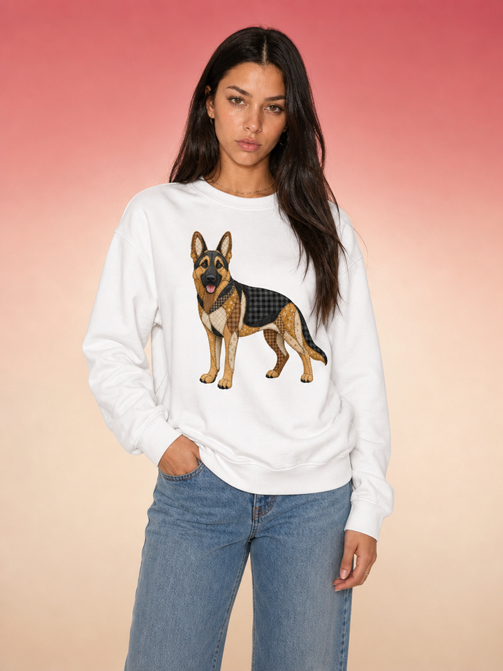 Faux Patchwork German Shepherd Sweatshirt | Dog Lover Gift