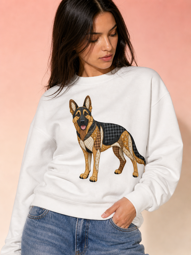 Faux Patchwork German Shepherd Sweatshirt | Dog Lover Gift
