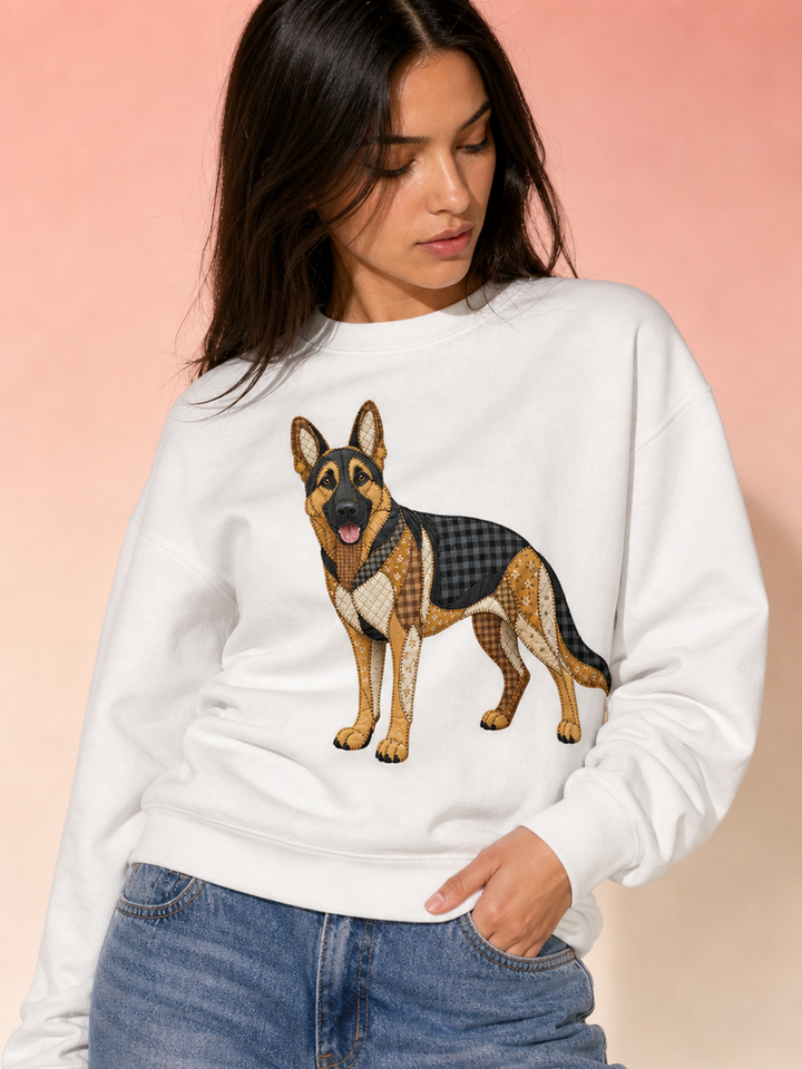 Faux Patchwork German Shepherd Sweatshirt | Dog Lover Gift
