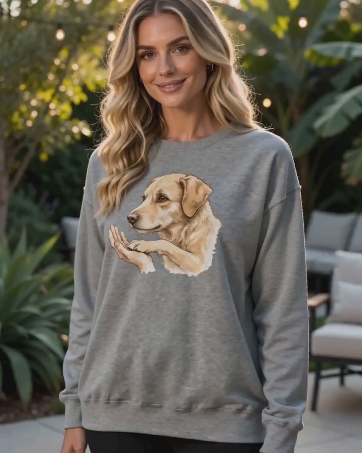 Labrador Paw In Hand Sweatshirt | Dog Lover Gift