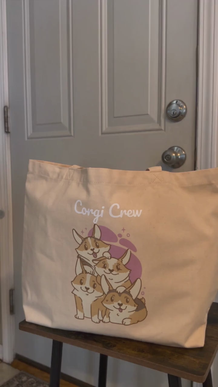 Corgi Crew Large Tote Bag | Gift for Dog Lovers