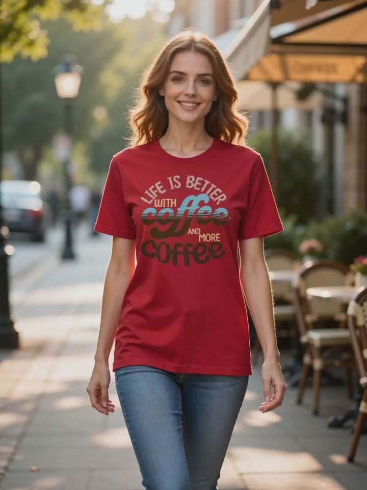 Life Is Better With Coffee and More Coffee T-Shirt | Funny Coffee Lover Gift