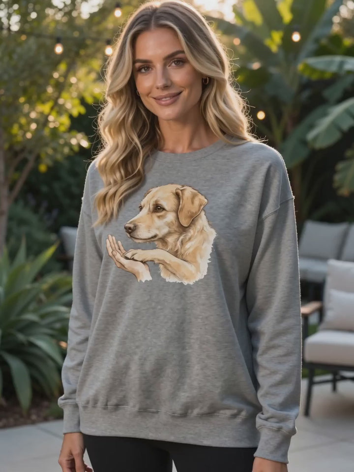 Labrador Paw In Hand Sweatshirt | Dog Lover Gift