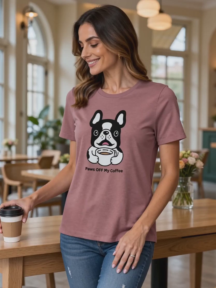 Paws Off My Coffee T-Shirt | Funny Gift for Dog Lovers and Coffee Lovers