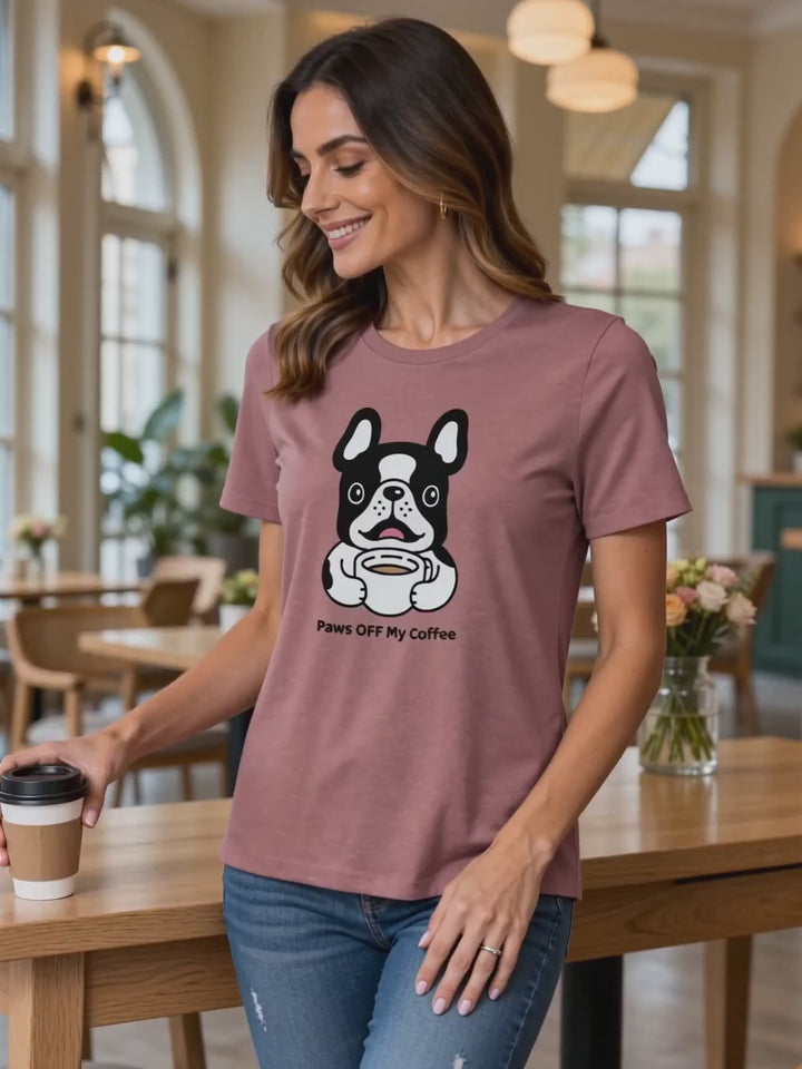 Paws Off My Coffee T-Shirt | Funny Gift for Dog Lovers and Coffee Lovers
