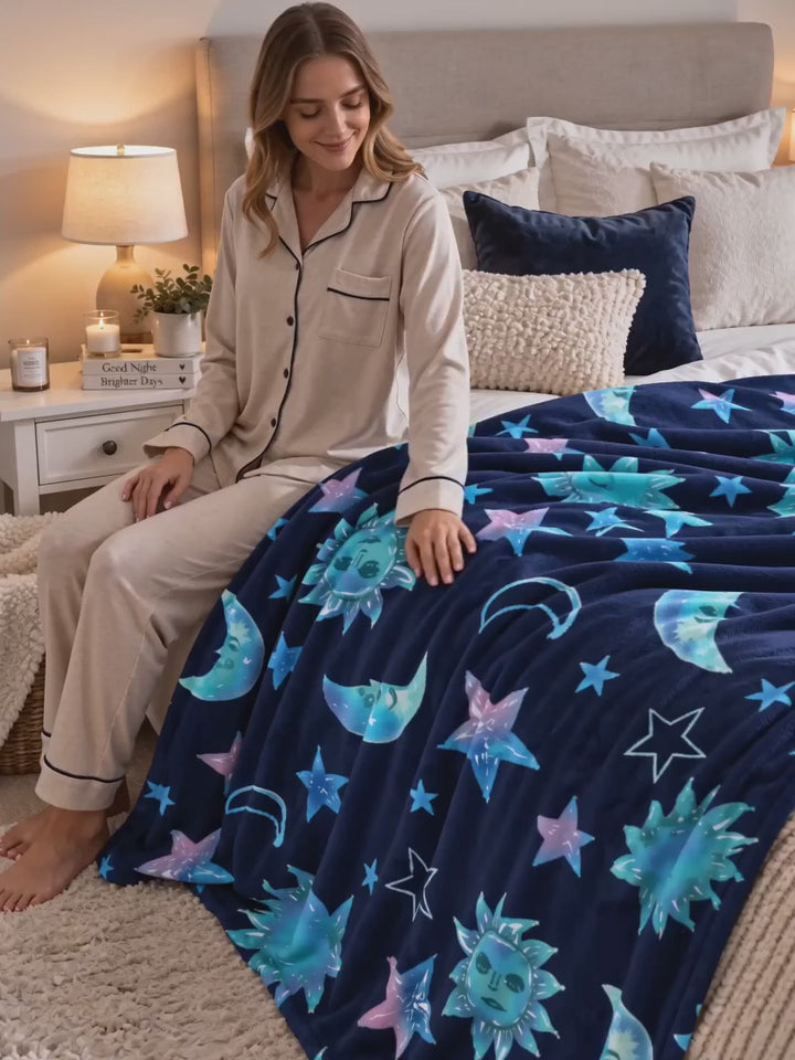 Celestial Dreams Throw Blanket  | Stars & Moon Gift for Home