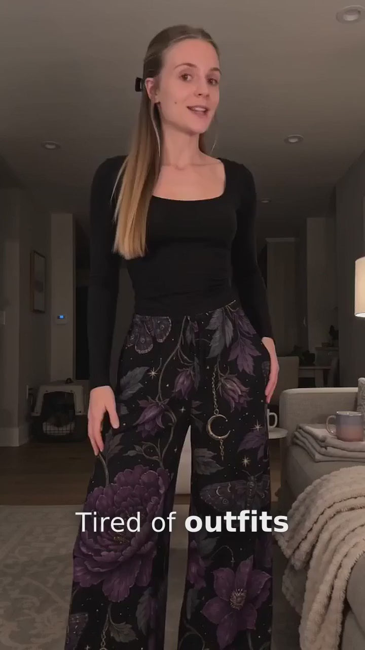 Crimson Eclipse Wide-Leg Casual Trousers | Dark Alternative Style
