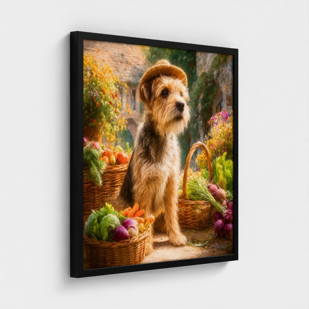 Market Day Adventures - The Village Harvest - Border Terrier Wall Art