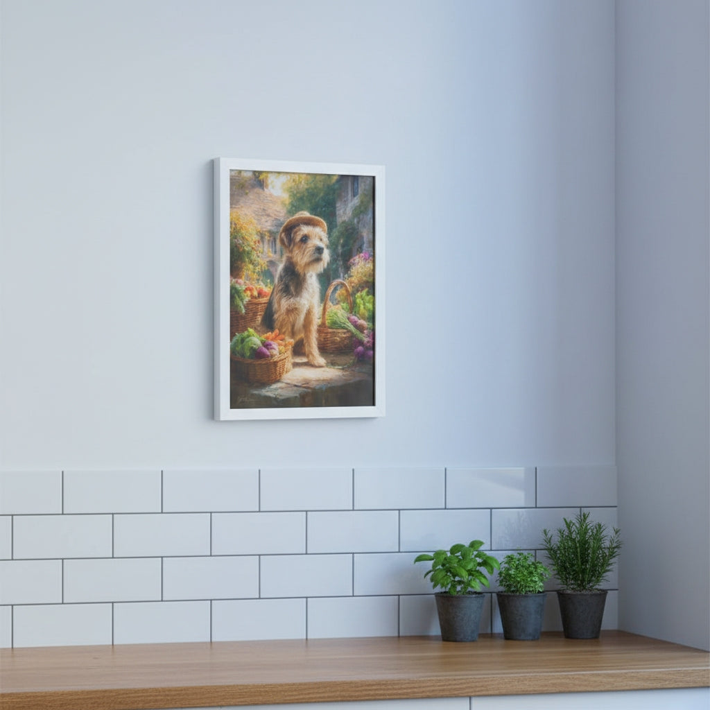 Market Day Adventures - The Village Harvest - Border Terrier Wall Art
