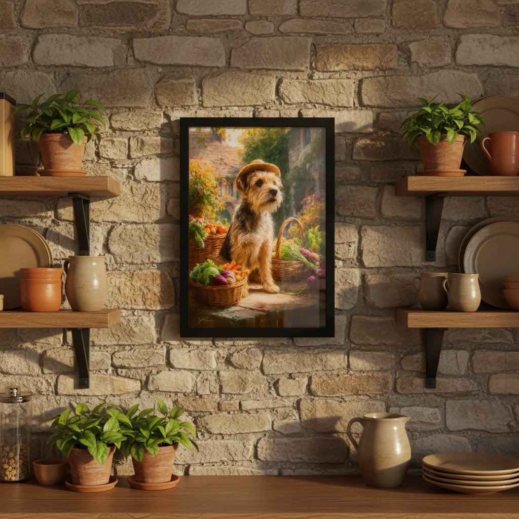 Market Day Adventures - The Village Harvest - Border Terrier Wall Art