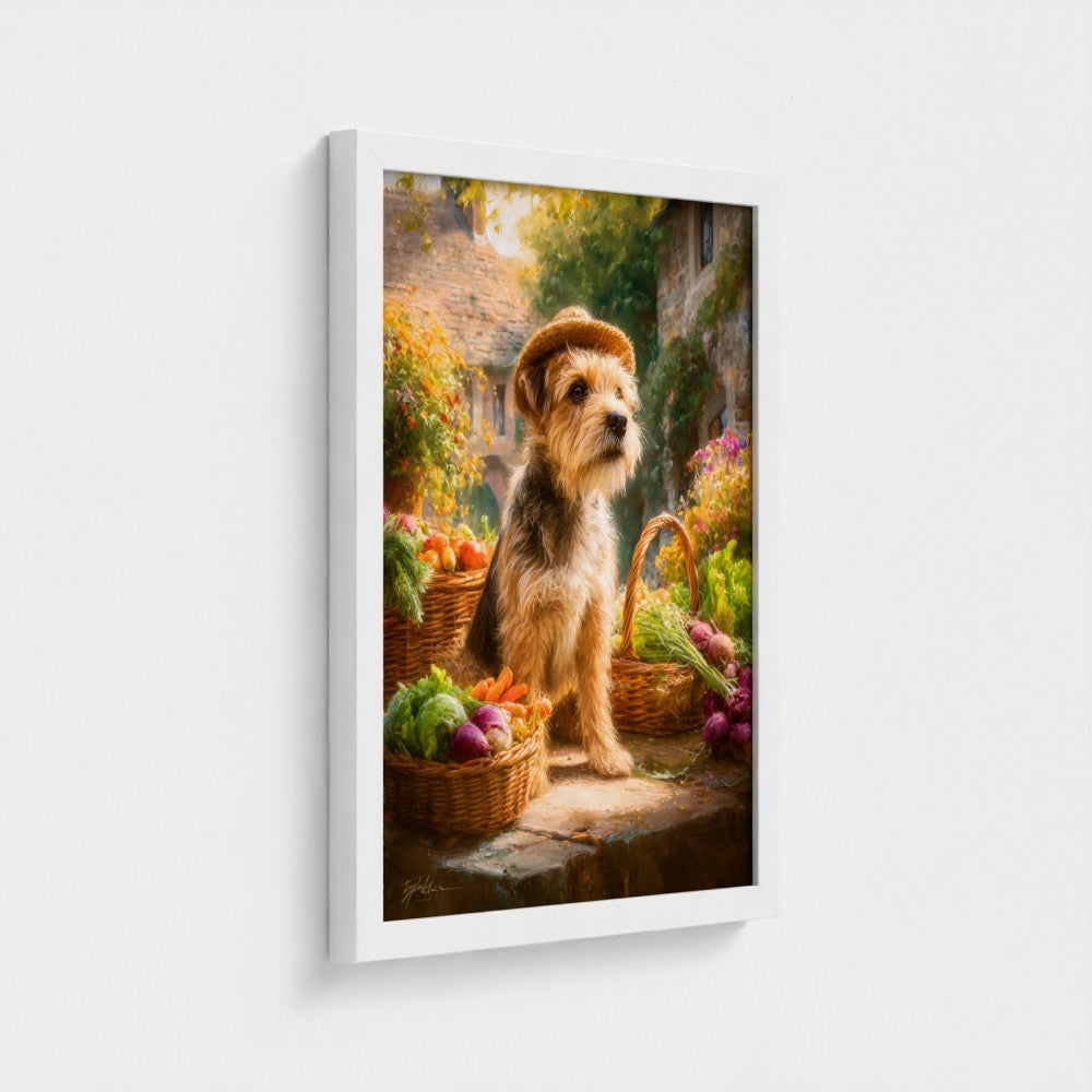 Market Day Adventures - The Village Harvest - Border Terrier Wall Art