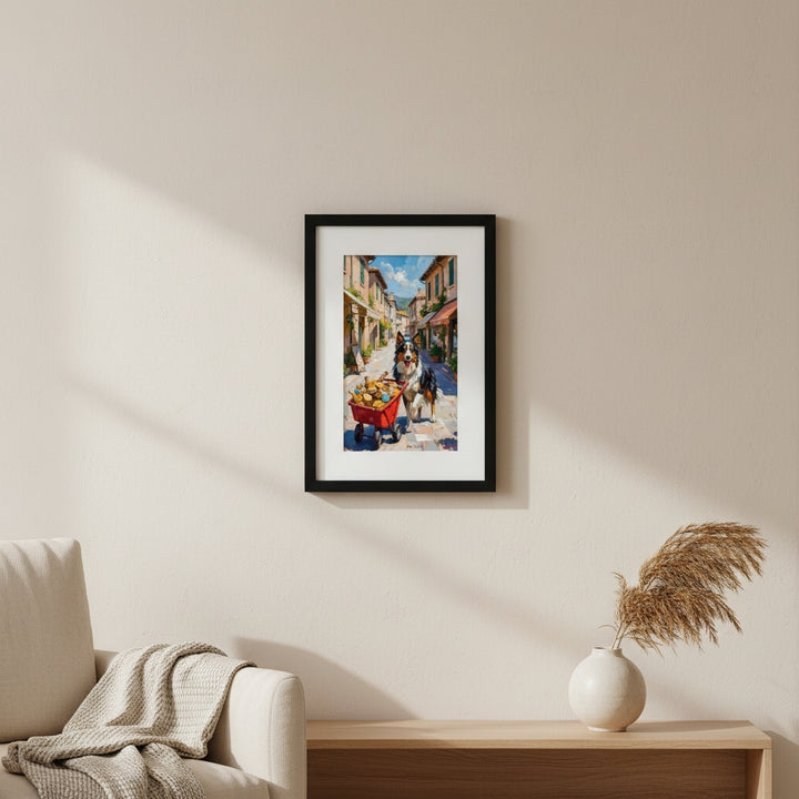 Market Day Adventures - The Market Run - Border Collie Wall Art