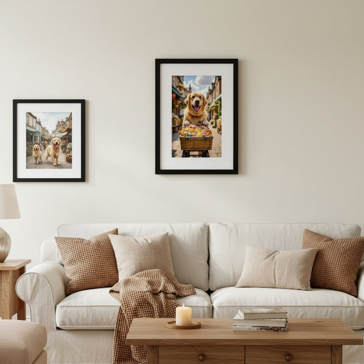 Market Day Adventures - The Treat Run - Golden Retriever Wall Art