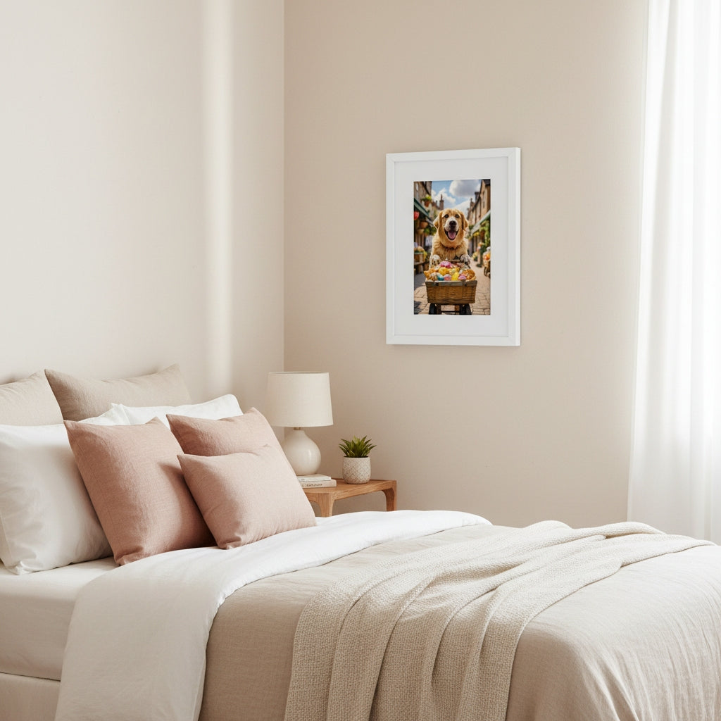 Market Day Adventures - The Treat Run - Golden Retriever Wall Art