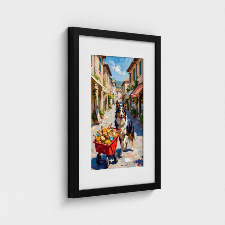 Market Day Adventures - The Market Run - Border Collie Wall Art