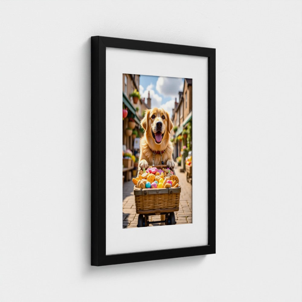 Market Day Adventures - The Treat Run - Golden Retriever Wall Art