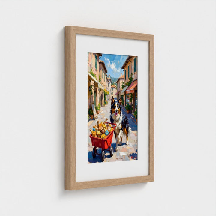 Market Day Adventures - The Market Run - Border Collie Wall Art