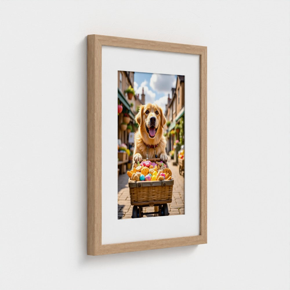 Market Day Adventures - The Treat Run - Golden Retriever Wall Art