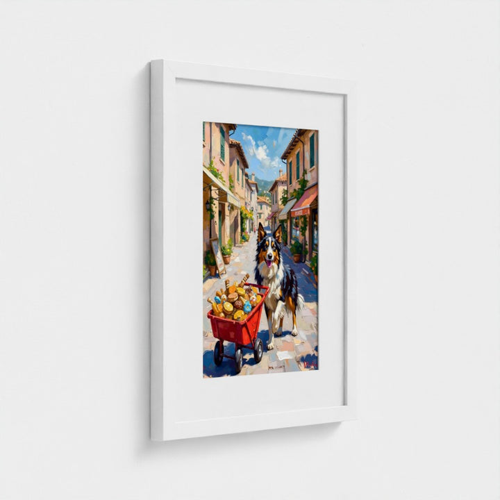 Market Day Adventures - The Market Run - Border Collie Wall Art