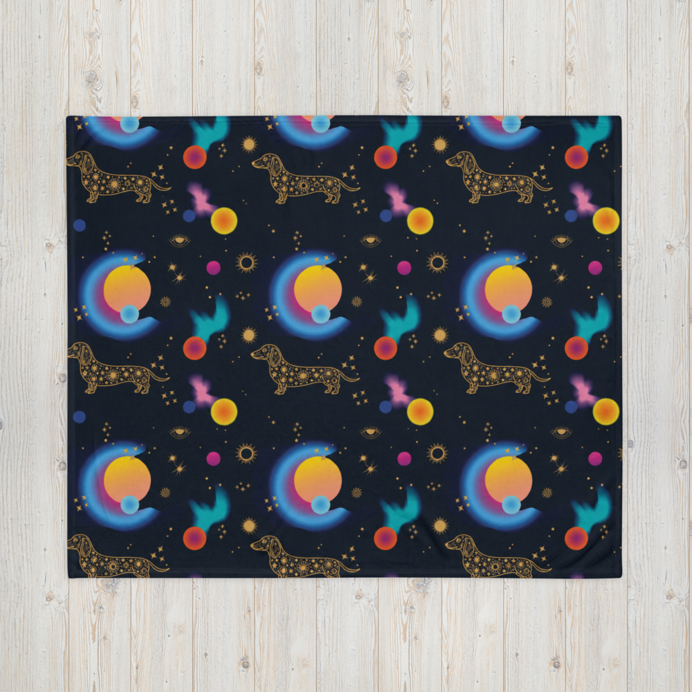 Cosmic Dachshund Throw Blanket | Gift for Dachshund Lovers